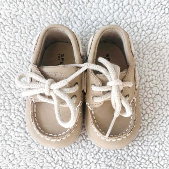Sperry Baby Junior Leather Boat Shoes, Size 1 M - Picture 3 of 11